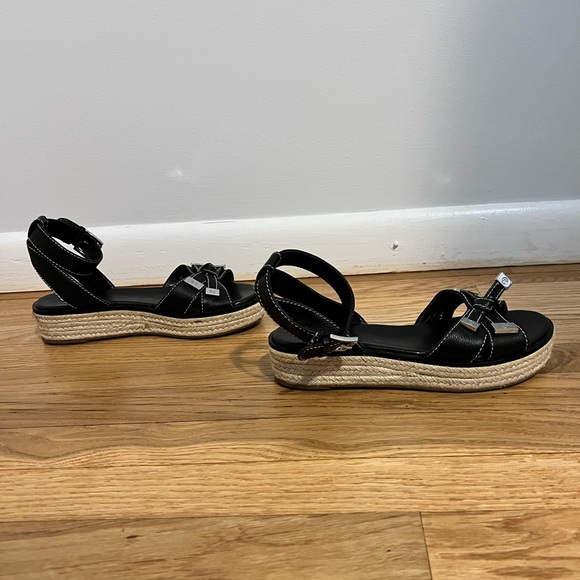 Michael Kors Black Ripley Pebbled Leather Espadrille Sandal - Picture 6 of 7